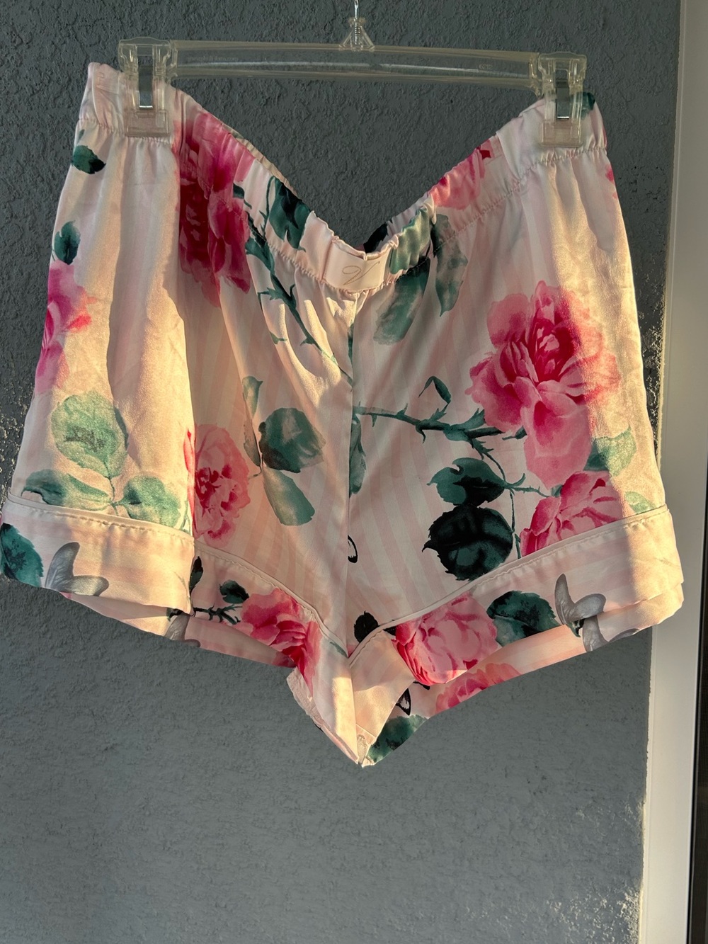 Victoria's Secret Floral and Stripes Satin Sleep Shorts Lounge Pajama Size XL